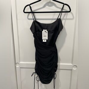 Zara Black Mini Dress with Ruched Detail